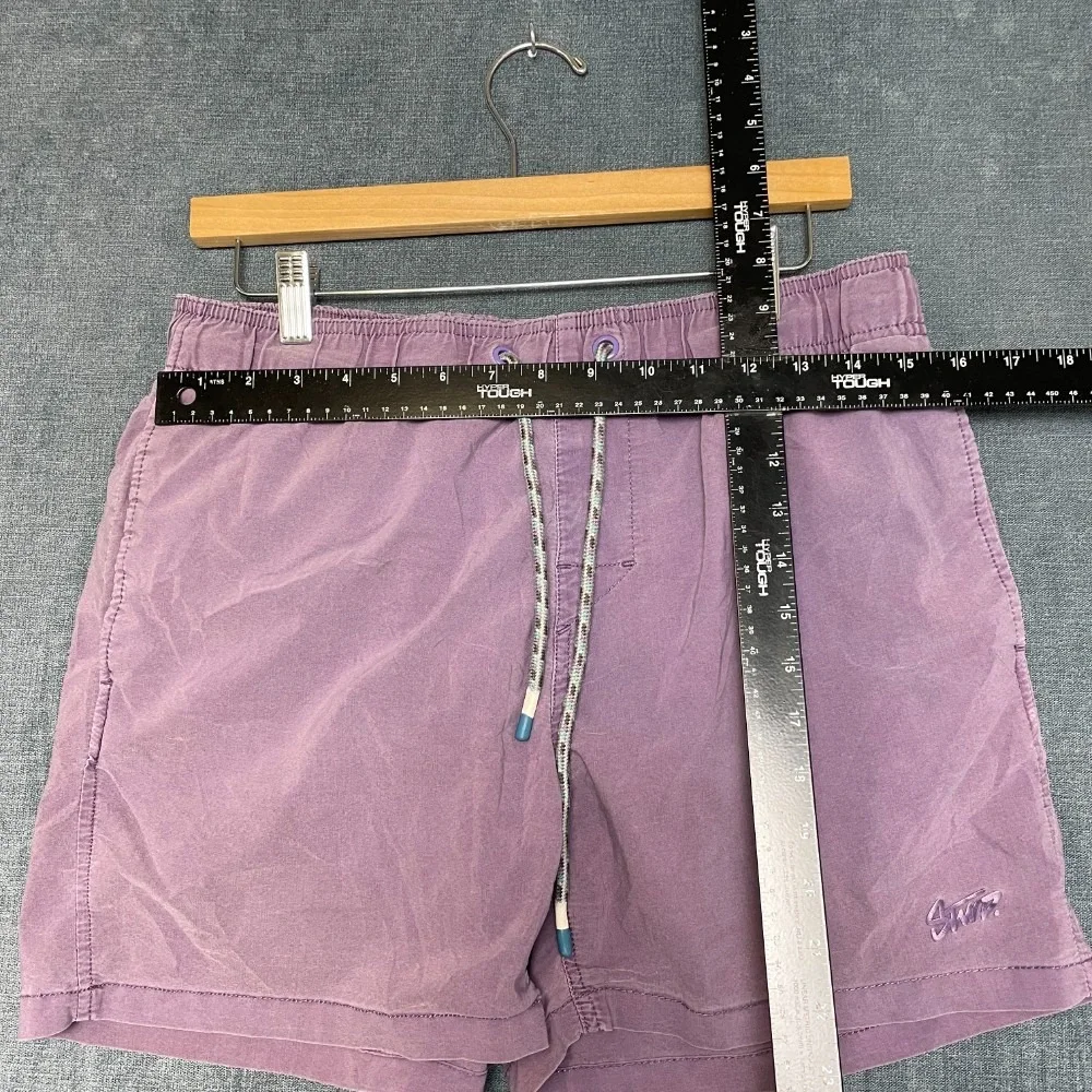 STWD Swim Shorts Mens Medium Purple Drawstring Waist Flat Front Mesh Lined Beach